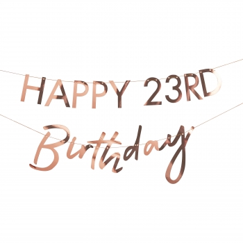 Bunting - Happy Birthday with Numbers to Customise - Rosé Gold